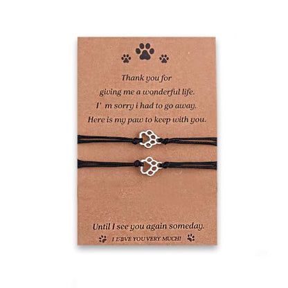 Pet Memorial Bracelet Adjustable Friendship Bracelets for Women Men Pet Sympathy Bracelet for Loss of Cat Dog Sympathy Gift Dog Cat Lovers Remembrance Gifts Matching Bracelets for 2 with Card
