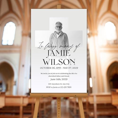 In Loving Memory Custom Photo Outdoor Sign – Funeral Entrance Welcome Display – Edit Text & Photo - color: Version 17