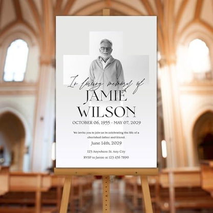In Loving Memory Custom Photo Outdoor Sign – Funeral Entrance Welcome Display – Edit Text & Photo - color: Version 17