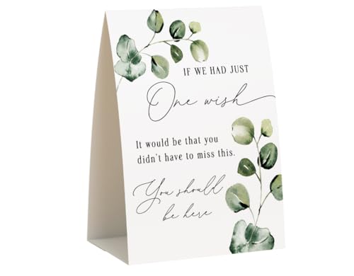 Your Main Event Prints - Wedding Memorial Sign - If We Had One Wish, In Loving Memory Eucalyptus Self-Standing Wedding Decorations