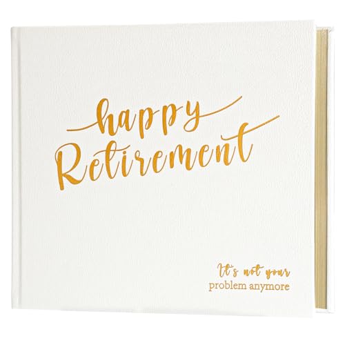 Lankaiva Happy Retirement Guest Book – Keepsake Photo Album & Memory Book for Retirement Party, Farewell Signing Gift for Colleagues, Friends, Women and Men, White - color: White