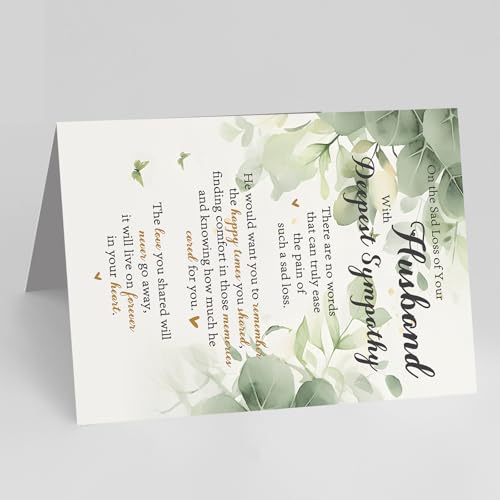 YiKaLus Sympathy Card for the Sad Loss of Husband,Condolence Card | Bereavement Condolence Cards for Women,Thinking of You,Memorial Gift with Deepest Sympathy,Matching Red Envelope 8x5.3 Inch - style: card 471
