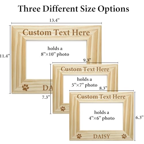 Personalized Pet Picture Frame, 8x10 Wooden Photo Frame with Engraved Name - color: Wood Frame, size: Portrait 8X10