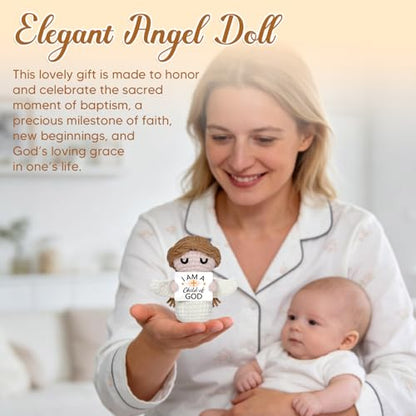 Baptism Gifts for Girl,Boy,Baby - I Am a Child of God Crochet Angel Doll- Religious Christian Gifts for Women,Men,Kids, Confirmation Gift for Teen Girls, First Communion Gift - style: Baptism Gifts