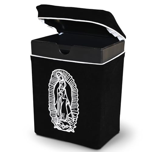 Velvet Urn Bag with TSA Approved Cremation Container | Holds Cremated Ashes of Human Adult | for Use in a Niche or Ground Burial | Fits The Crowne Burial Urn Vault (Black with Our Lady) - color: Black With Our Lady