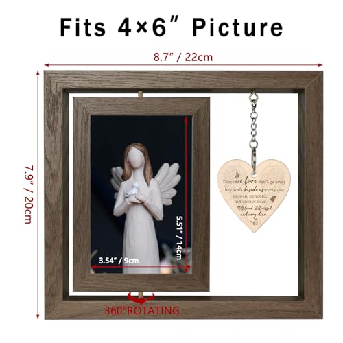 EYITUPC Rotating Memorial Wood Picture Frame Loss Loved One Sympathy Gift - color: Those we love don't go away