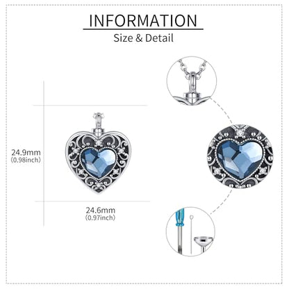 Urn Necklace for Ashes Blue opal Cremation Necklace Keepsake Memory Jewelry for Ashes of Loved Ones Keepsake - style: Blue heart crystal