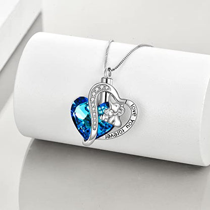 WINNICACA Silver Cremation Urn Necklaces for Ashes of Loved Ones - style: Elephants Crystal Necklaces