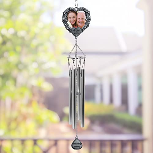 Sympathy Wind Chimes - Picture Windchimes - Always in My Heart - Angel Wings Wind Chime - Remembrance - Bereavement Gift - 24" Long