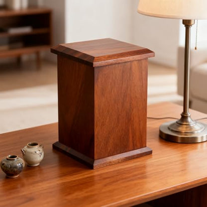 Walnut Wooden Urn for Human Cremation Ashes, Handcrafted Up to 200lbs Adult | 100% solid walnut, vertical style, ideal size for men & women