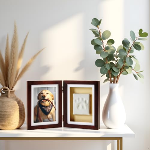 Pearhead Pet Paw Print Memorial Frame with Clay Imprint Kit, Dog & Cat Pawprint Keepsake Wood Photo Frame, DIY No Bake Paw Print Kit, 4x6 Picture Display, Espresso Brown (Pack of 6) - color: Espresso Clay Print Table Top Frame (Pack of 6)