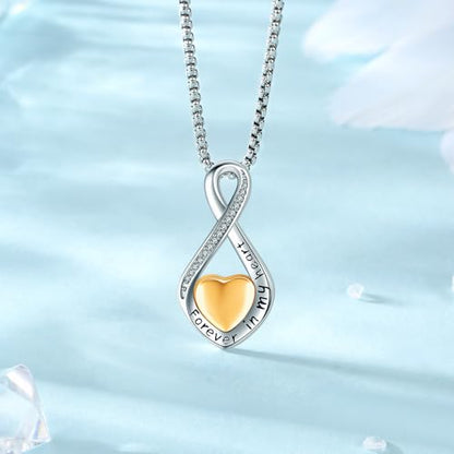 Eusense Cremation Jewelry for Ashes Urn Necklace to Put Ashes In 925 Sterling Silver Memorial Pendant Tree of Life Infinity Urn Necklaces for Ashes Necklace for Women Men - style: G-Infinity Urn Necklace-Gold Plated