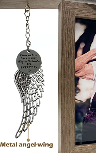 Besoamo Memorial Picture Frame 4x6, Sympathy Gifts for Loss of Loved One, Memorial Gifts for Loss of Mom Dad, Rotatable Bereavement Sympathy Photo Frame with Angel Wing, Remembrance Condolence Gift - size: 4x6 inches Photo Frame with Angel Wing