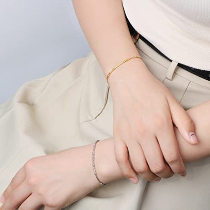 Morse Code Bracelets for Women, Gold Silver Stainless Steel Beads Bracelets - style: B*d*ss aunt-Silver
