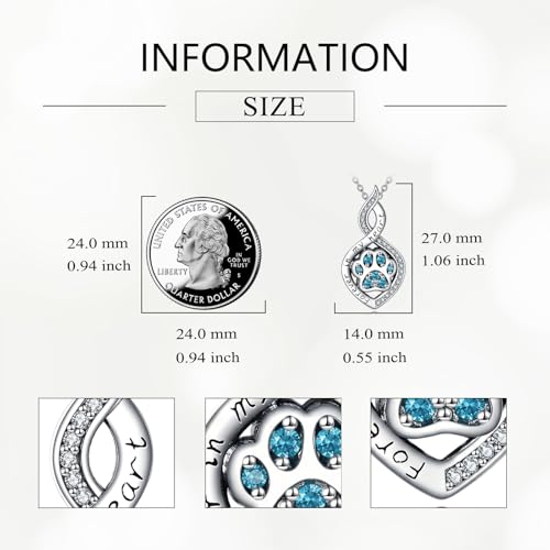 Butterfly/Dragonfly/Pet Paw/Tree of Life/Maple Leaf/Cross Urn Necklace for Ashes 925 Sterling Silver Cremation Pendant Jewelry Gifts for Women Mom - color: Paw-December