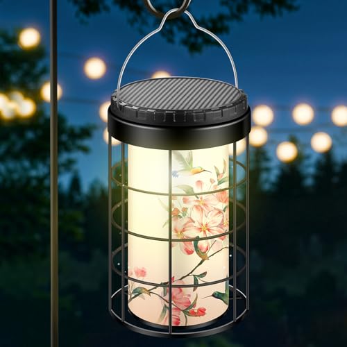Hummingbird Solar Lanterns Outdoor Waterproof, Solar & USB Dual Charging Options, Garden Decor Hanging Lights, Gifts for Mom Wife Grandma Daughter Friends Sister