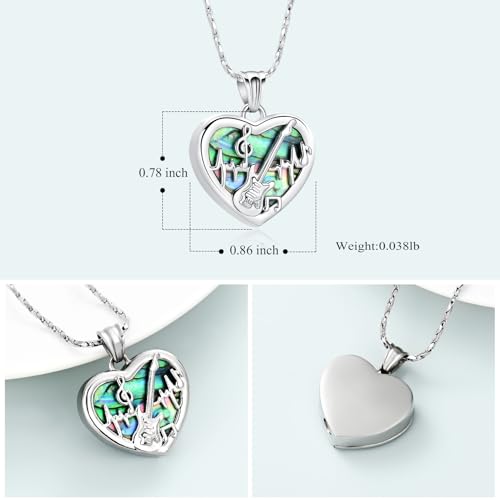 Imrsanl Guitar Pick Cremation Urn Necklace for Ashes - color: Heart-Silver