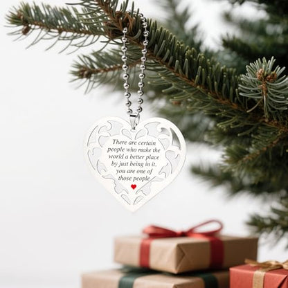 Heart Shaped Thank You Gift, Stainless Steel Appreciation Ornaments for Friends, Coworkers, Teachers, Inspirational Quote Ornaments for Birthday, Graduation, Farewell, or Just Because S2X40 - style: Heart Shaped