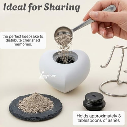 Forever Heart Keepsake Urn with Stand Honor Your Loved One with Mini Urn Heart Shaped, Heart Cremation Urn