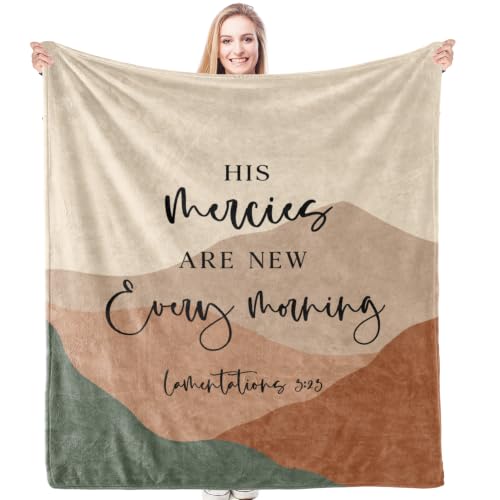 HIWX Boho Mountain Christian Bible Verse Throw Blanket 50x60 Morning - color: Morning 1, size: 50“L x 60”W