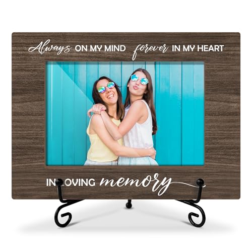 Wooden Photo Frame Sympathy Bereavement Gifts for Loss of a Loved One, Wooden Photo Frame with Iron Stand for Tabletop Desktop Display, Memorial Condolences Remembrance (4x6" Horizontal Photo) - 25