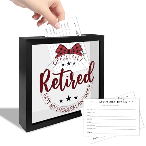 Retirement Card Box with Clear Acrylic, 20 Pcs Blank Cards, for Retirement Wishes, Remembrance Table Decor, for Retire Party Decor, Memory Box Decor Gift for Retired Women Men, 8 x 8 in - color: Retirement