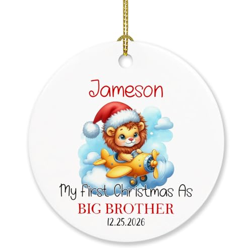 Personalized Merry Christmas Ornaments Decor, My First Christmas As Big Brother Ornament 2026 Xmas Tree, My 1st Xmas Ornament Keepsakes Gifts for New Big Brother, Custom Name & Date Sibling Ornament - color: My First Christmas as Big Brother #1 Ornament