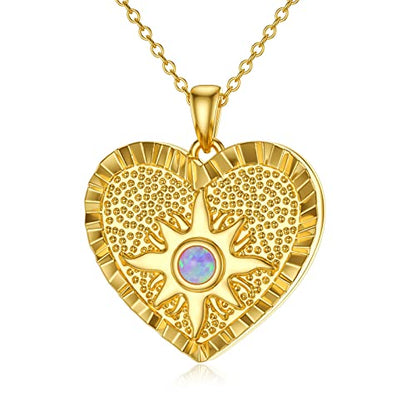 SOULMEET 10K 14K 18K Solid Gold Personalized Sunflower/Starburst/Cross/Rose/Lotus/Butterfly/Turtle/Celtic/Bee Heart Locket Necklace That Holds Picture Gift Choice - style: B2-Starburst gold locket only