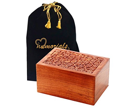 Memorials4u Solid Rosewood Cremation Urn with Hand-Carved Real Tree Design for Human Ashes - Adult Funeral Urn Handcrafted and Engraved - Affordable Urn for Ashes - Wood Urn (Tree of Life) - color: Tree of Life