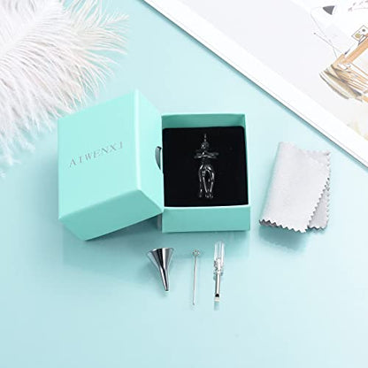 Cremation Jewelry with Angel Lady Stainless Steel Urn Necklace Pendant Memorial Ashes Keepsake for Women Girls, Filling Kit Included - color: Couple-Black