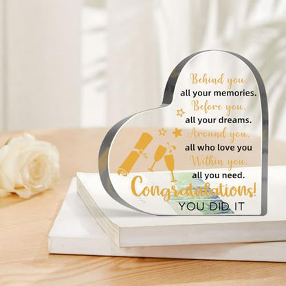 Graduation Keepsake Plaque, Inspirational Graduation Gifts for Women Men, Congrats Acrylic for High School College Graduate Son Daughter Friend, Home School Desk Shelf Decorations - style: Graduation 01