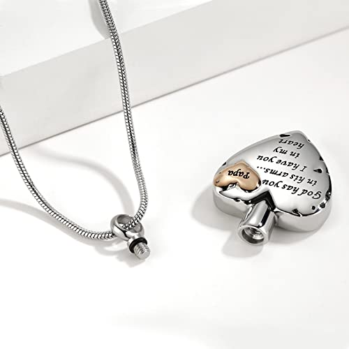 Heart Urn Necklace for Ashes Women Men Cremation Jewelry for Ashes Cremation Necklace In Memory of Loved One Grandpa Grandma Dad Mom Uncle Aunt Brother Sister Daughter Son - style: Papa