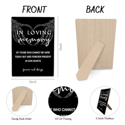 Gothic Wedding Sign, 5x7 inch Wooden Table Sign Stand, Black, In Loving Memory - color: Black 02