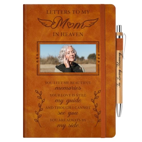 Vetbuosa Memorial Gifts For Loss Of Mom,Grief Journal With Photo Insert,Letters To My Mom In Heaven, Sympathy Gifts for Loss of Mother - 200 Pages Notebook A5 With Pen - color: Brown, size: Mom