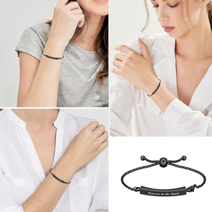 Minicremation Shiny Crystal Cremation Bracelet for Ashes for Women Cube Urn Bangle Locket Ash Holder Memorial Jewelry Bracelet Keepsake Gift - color: 2pcs-black