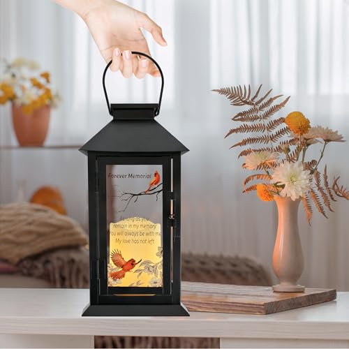 Memorial Lantern Bereavement Gifts Sympathy Gifts Forever Memorial Personalized LED Candle Lantern, Black - color: Black
