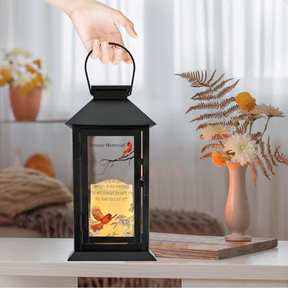 Memorial Lantern Bereavement Gifts Sympathy Gifts Forever Memorial Personalized LED Candle Lantern, Black - color: Black