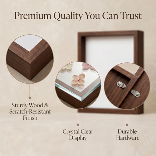 4 Pack Shadow Box Frame Display Cases, 8"x 10" Wood Deep Black Handicrafts Shadowbox for Flowers Jersey Wedding (Dark Wood) - color: Dark Wood