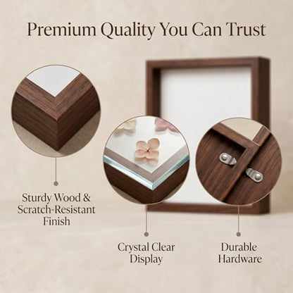 4 Pack Shadow Box Frame Display Cases, 8"x 10" Wood Deep Black Handicrafts Shadowbox for Flowers Jersey Wedding (Dark Wood) - color: Dark Wood