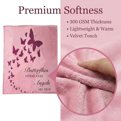 Memorial Blanket for Loss of Loved One - Soft Fleece Sympathy Throw, Hug from Heaven, in Loving Memory Gift, Bereavement Comfort Blanket, 70 x 50 Inches