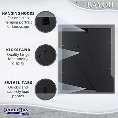 Icona Bay 8x10 Azure Gray Picture Frame - Cape Cod Style 8 x 10 Photo Frame - Table Top or Wall Mount - Bayou Collection - size: 8x10
