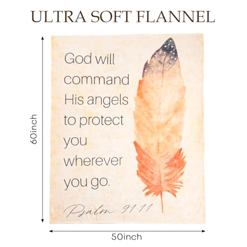 LeaMea Christian Gifts for Women,Christian Blanket with Feathers,Religious Gifts for Women,Birthday,Christmas,Inspirational Gift for Friend,Sister,Soft Throw Blankets 50'' x 60'' - size: 50'' x 60''