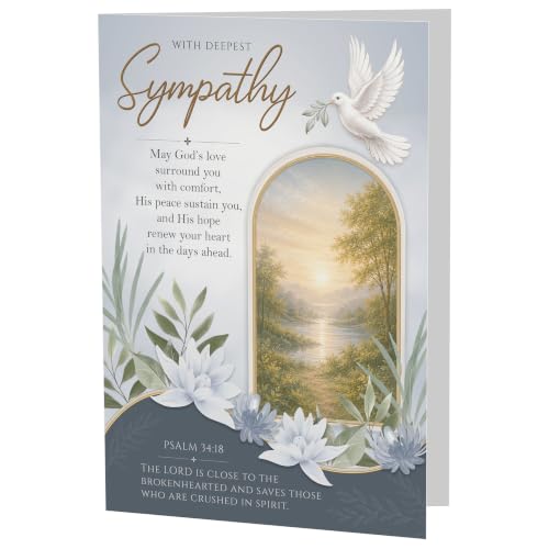 Religious Sympathy Card with Christian Faith and Bible Printed Verse Premium A5 Size UK Made