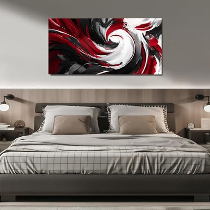 JuhaiArt Abstract Wall Art Red Wall Picture for Office - color: Red, size: 59"L x 29"W