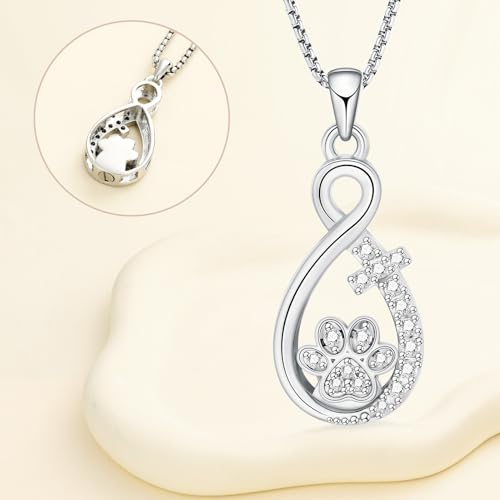 Oinsi Infinity Love Pet Cremation Jewelry for Ashes of Dog/Cat Funeral Keepsake Urn Necklace Pendant Memorial Jewellery - color: D-Sliver