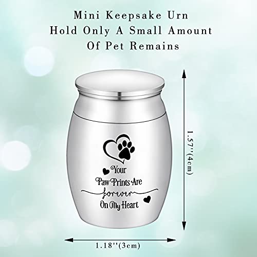 Small Dog Paw Keepsake Urn - Mini Cremation Urn for Pets - 1.57 Inches - Your Paw Prints are Forever On My Heart - color: Silver