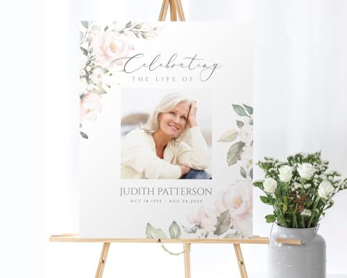 Funeral Welcome Sign, In Loving Memory, Editable Celebration Of Life Welcome Sign Template Blush Floral Memorial Sign Celebrating The Life Of Funeral Sign Printable Funeral #22 - color: Version 16