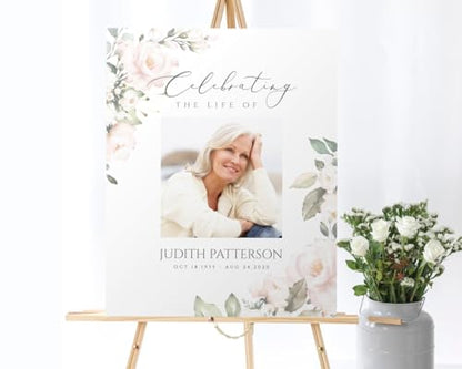 Funeral Welcome Sign, In Loving Memory, Editable Celebration Of Life Welcome Sign Template Blush Floral Memorial Sign Celebrating The Life Of Funeral Sign Printable Funeral #22 - color: Version 16