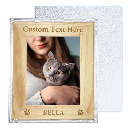 Personalized Pet Picture Frame, 8x10 Wooden Photo Frame with Engraved Name - color: Wood Frame, size: Portrait 8X10
