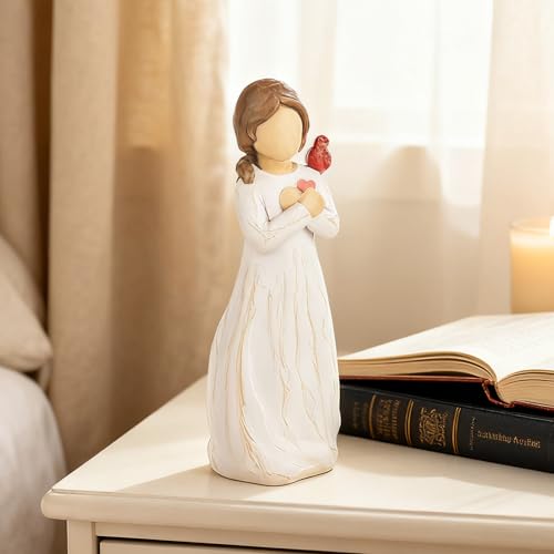 Cardinal Gifts for Women Angel Cardinal Figurine Decor Memorial Sympathy Gifts for Loss of Loved One Hope in Heart - style: Heartfelt
